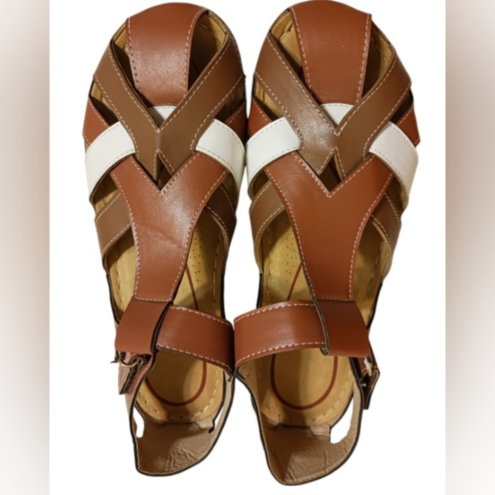 NEW FOURTOC CLOSED TOE WEDGES SANDLES FOR WOMEN SIZE 9.5 - Picture 2 of 6